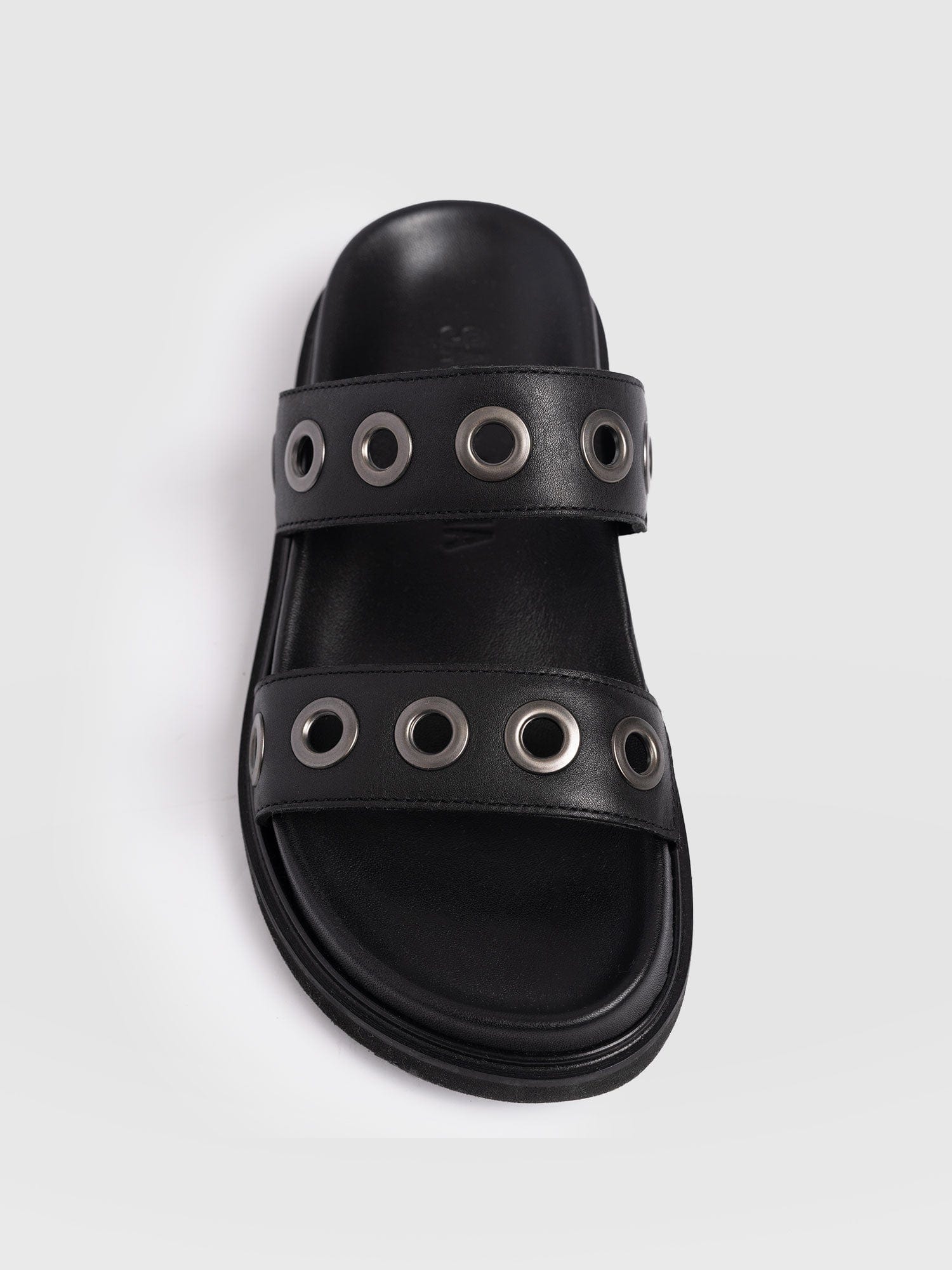 Madison Eyelet Slides - Black